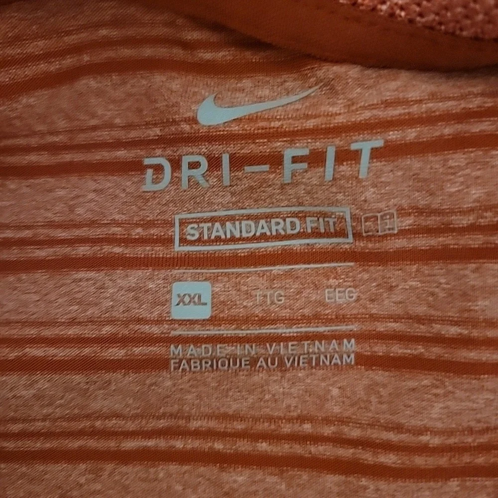 Nike Dri-Fit Polo‎ Shirt Mens XXL Red Striped Standard Performance Short Sleeve